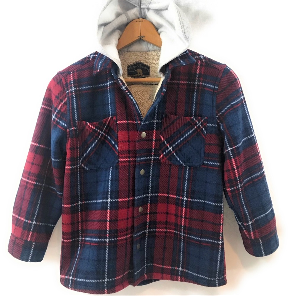 Freedom Foundry Boys Youth Hooded Flannel Shirt